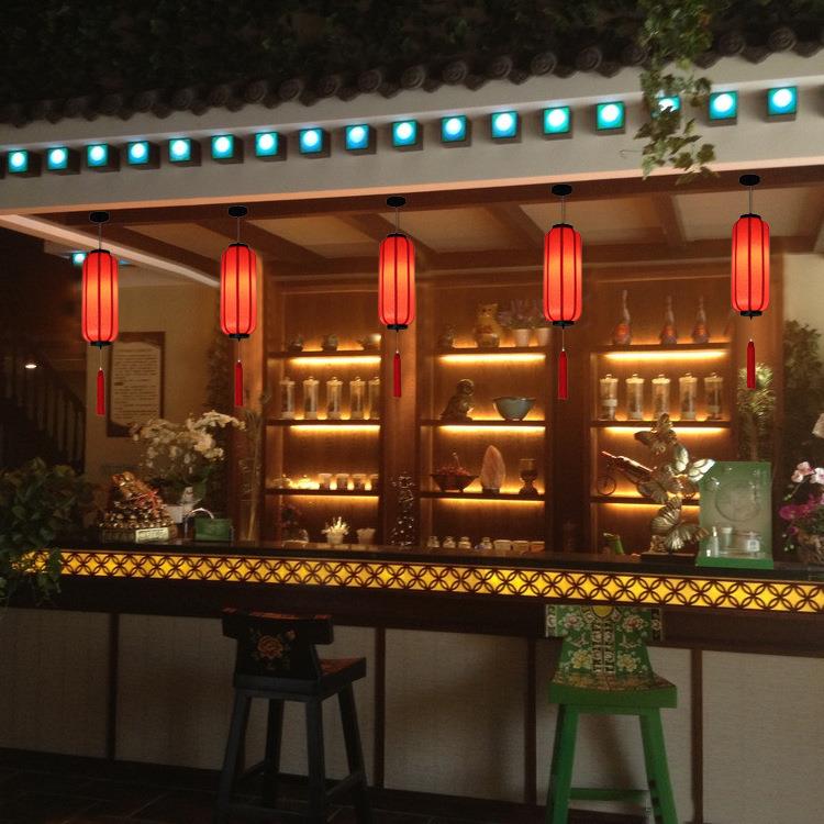 厂家新中式古典防雨防水吊灯茶楼布艺红灯笼饭店客栈走廊灯中国风