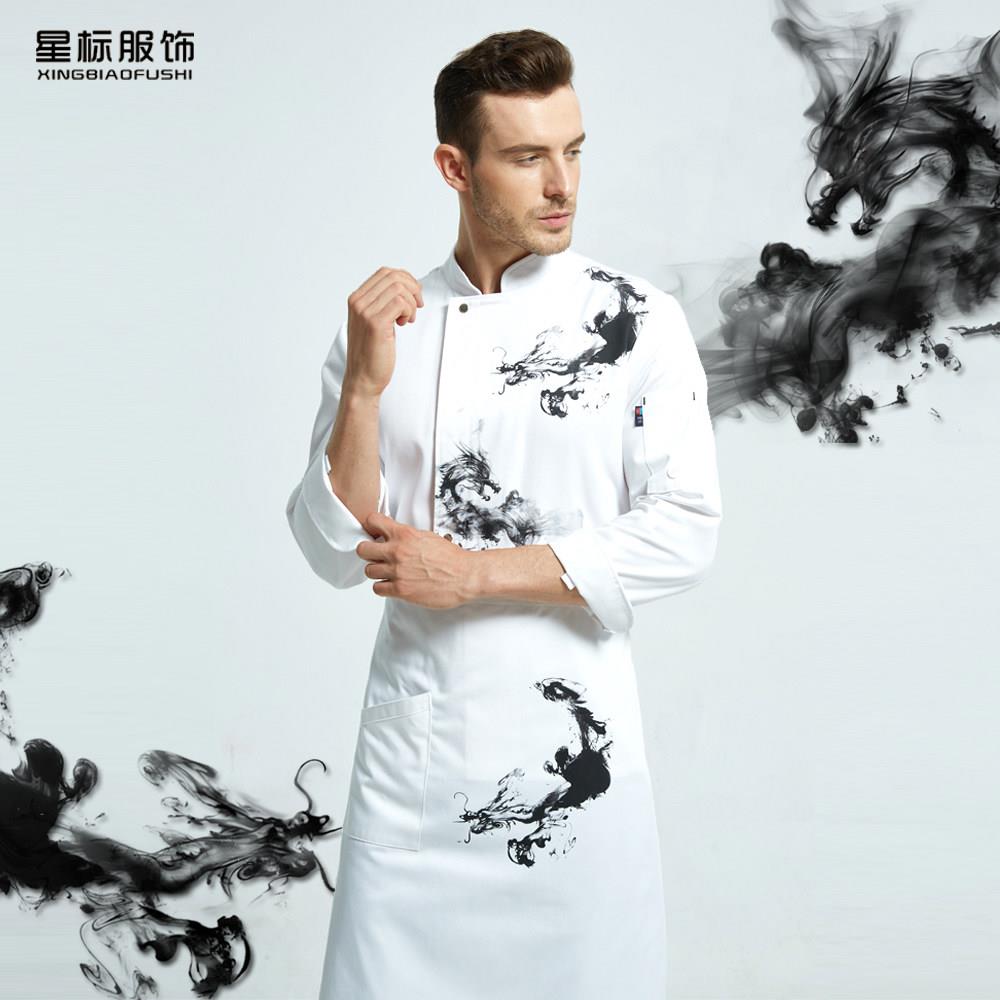 厨师服个性中国风主厨酒店烘培厨师工装后厨制服短袖厨师服男