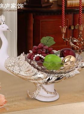 果欧孔盘式摆件客厅茶几ST640玄关雀水果装盘高档轻奢风树脂工艺
