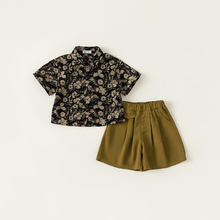 TTIT男童夏季套装儿童帅气童装花衬衫男孩夏季痞帅男小童装