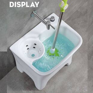 供应四脚拖布池带拧水巢陶瓷拖布桶配台控下水有龙头孔 137 127