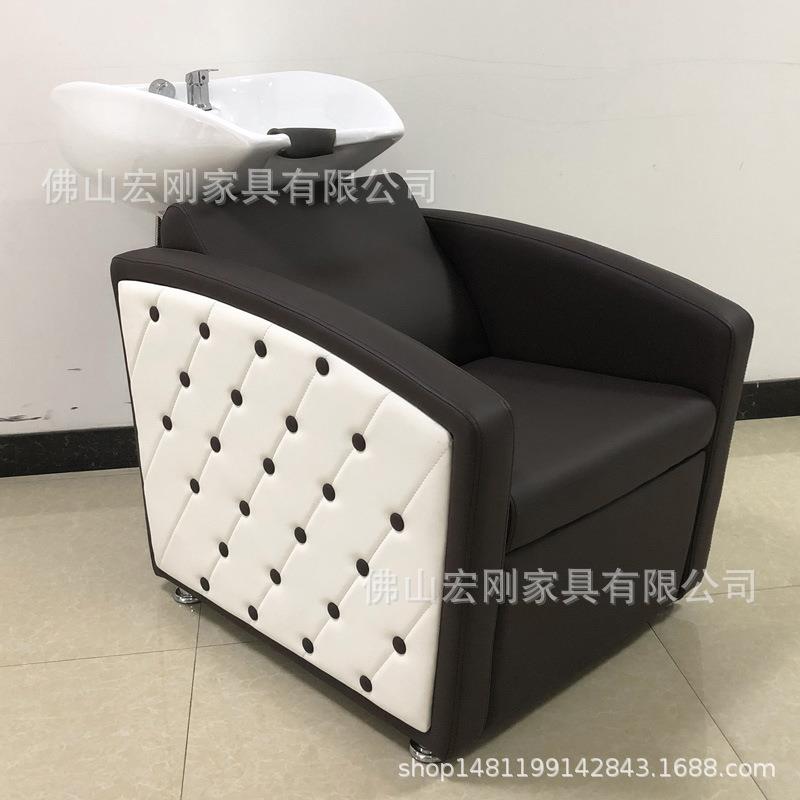 理发店小型洗头床坐式洗头发躺椅美发店发廊专用陶瓷盆深盆冲水床