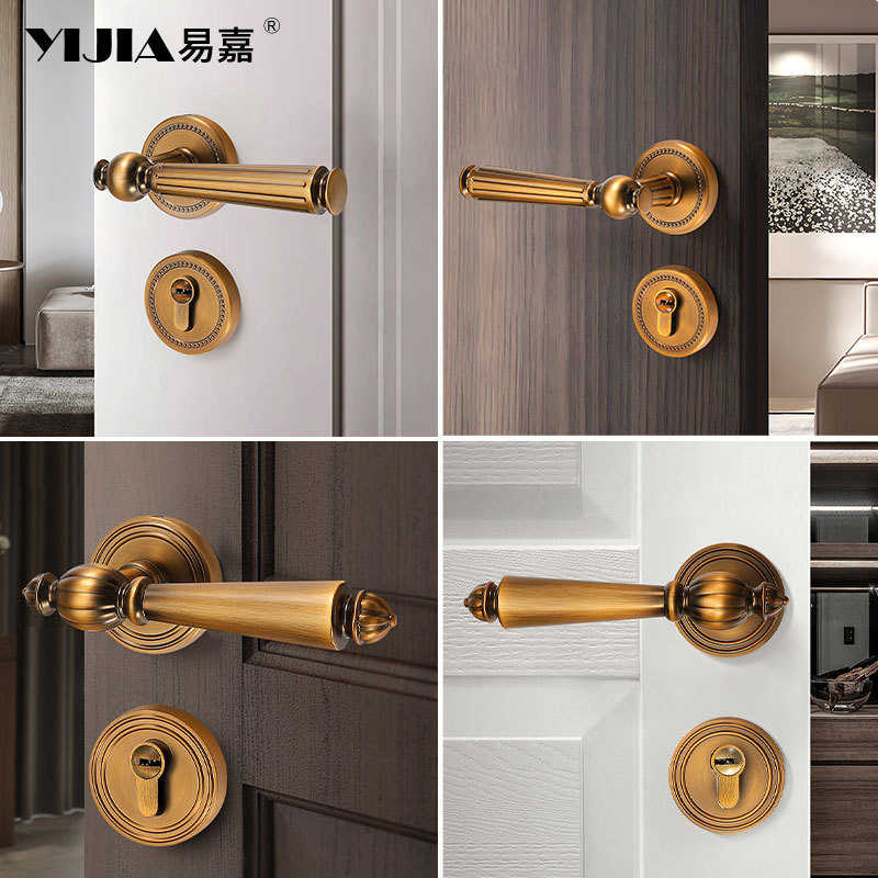 门锁卧室门锁家用室内房间木门锁法式门锁分体锁磁吸静音门锁锁具