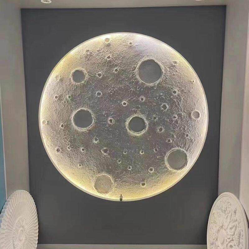 月球浮雕石膏盘星球灯盘星球浮雕客厅发光月球酒店星球月球壁灯
