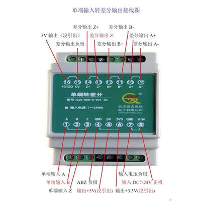 编码器单端输入转差分输出模块 脉冲方向转AB正交差分NPN PNP隔离