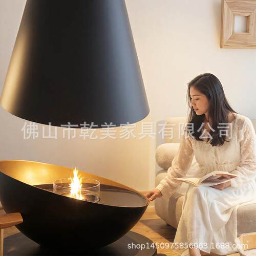 乾美高端真火酒精悬挂壁炉酒店别墅室内景观装饰真火仿真火取暖炉
