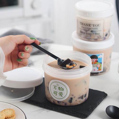 布丁杯隔夜燕麦杯嘟嘟罐400-600ml凉粉冰粉打包罐多次循环使用罐