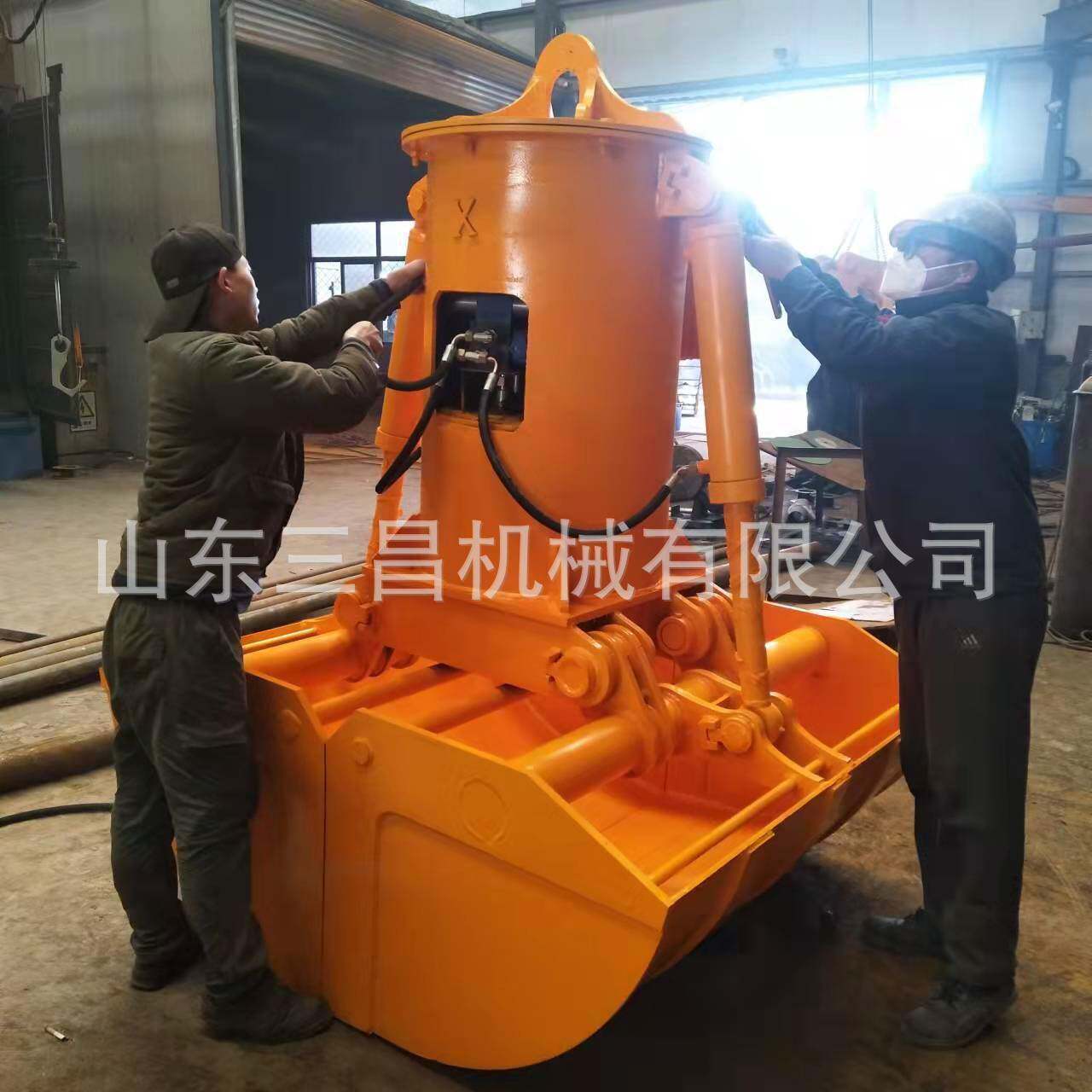 供应挖掘机贝壳斗液压旋转抓煤斗港口贝型卸沙斗三昌制造