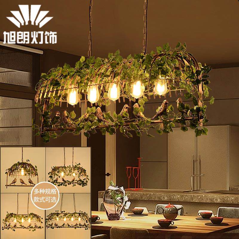 loft工业风吊灯鸟笼创意灯个性客厅灯植物复古餐厅灯小鸟吧台灯具