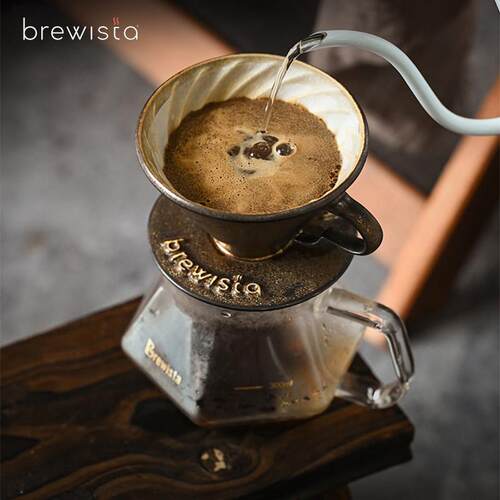 Brewista 手冲咖啡V60滤杯螺旋纹内壁冰晶蓝景德镇陶瓷鎏金滴滤杯