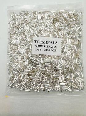 铜管型接线端子EN1008冷压端头针型连接管铜接头套管GT7508并线管