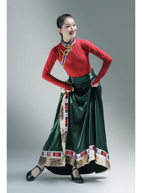 新款舞依恋族舞功蹈演练出服女套藏装少数民族舞蹈艺考习服练服定