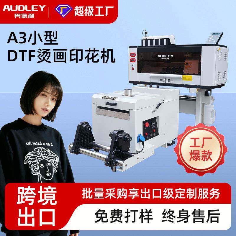 奥德利A3双头DTF白墨烫画抖粉机T桖帽子印花白墨抖粉烘干一体机