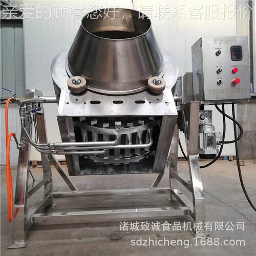 加防糊ZC-DCC10涂层锅炒 燃气自动翻炒搅拌锅筒酒店滚式炒菜机