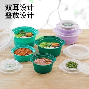 一次性双耳汤碗砂锅热汤圆形碗商用塑料餐盒加厚外卖酸菜鱼打包盒