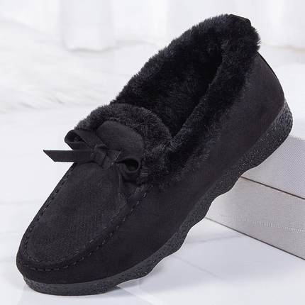 正品北京布鞋女秋老款豆豆鞋女二加绒保暖棉鞋中老年女鞋冬冬季妈