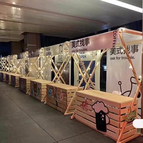 促销展示架箱体户外网红摆摊活动售货夜市集市移动摊位防腐木花车