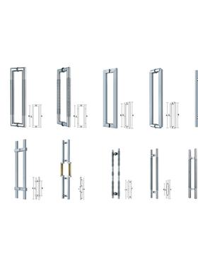 ST-J019商铺不锈钢手浴拉室双头拉手高隔玻璃DLG门弯把手