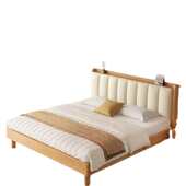 全实木床现代简约橡木床1.8米双人床卧室用床架1.5米原木风单人床