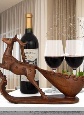 红摆件梅AwQfe8D8酒柜装饰品现代架客厅电视柜摆设酒花鹿