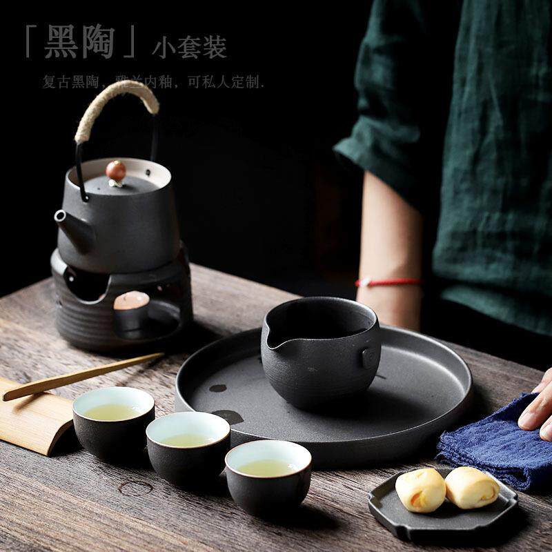 尚岩复古茶具套装家用蜡烛加热炉温茶壶小套组中式茶壶保温茶具组