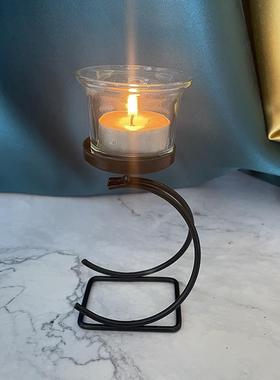 厂家直销简约月亮铁艺烛台餐厅卧室摆件影视婚礼道具浪漫时光装饰