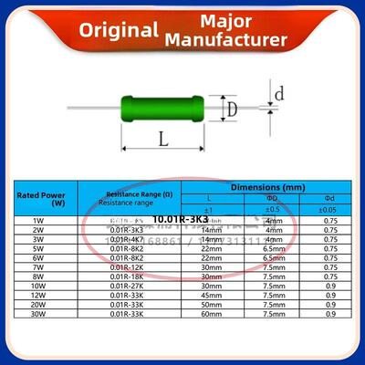 Rx21直接插入式绕线电阻插入式限流铜脚大功率1W3W5W10W20W30W0.1