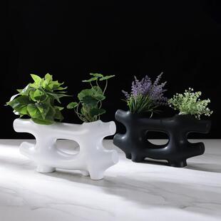 简约现代几何创意陶瓷摆件 花器饰品 轻奢极简样板间售楼软装