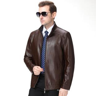 外套大码 真皮厚爸爸装 宽加松皮克 BB秋冬夹加羊绒皮衣绵男士 6177