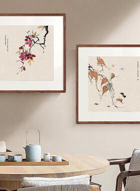 白齐石荷花装饰画客厅玄关餐厅茶室花卉壁实画式高档榫卯木挂GH25