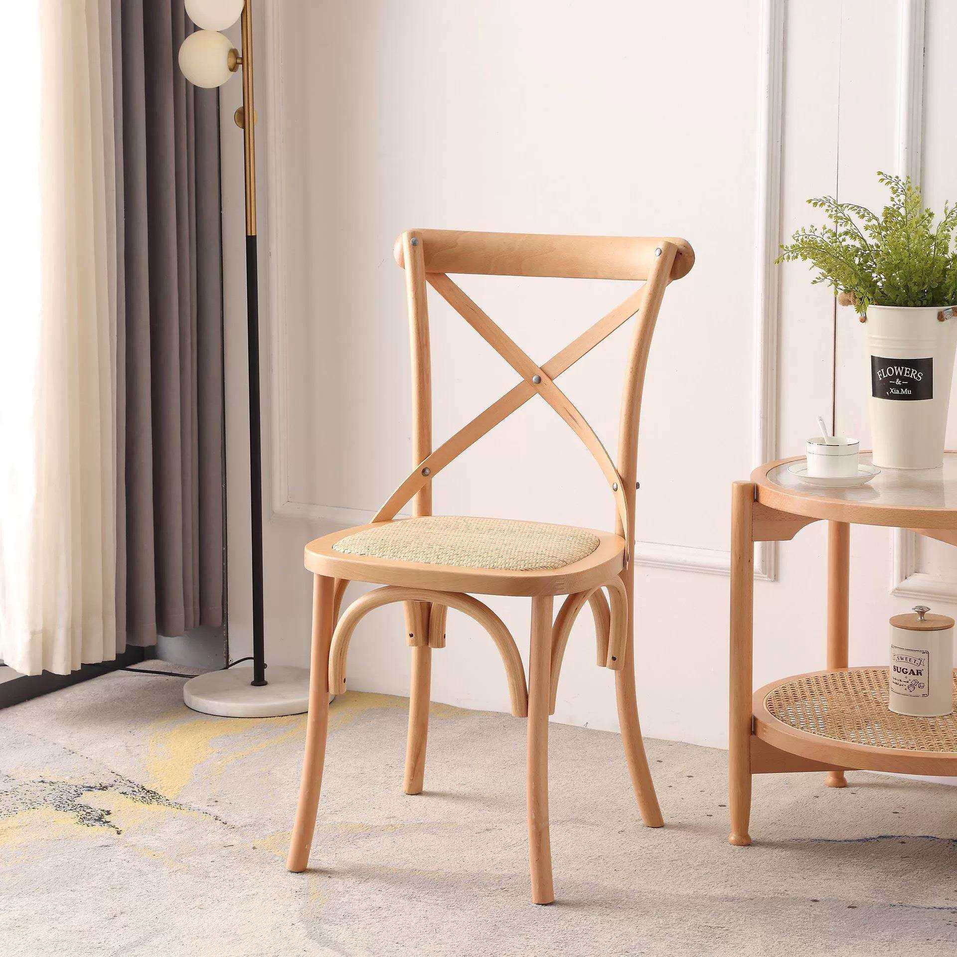 背叉椅实木餐椅简约婚庆椅子人体工学靠背椅餐厅叉背椅高靠背