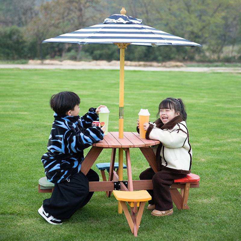 室内外小孩座椅儿童家具幼儿园桌子露营地遮阳伞户外野餐桌椅凳子