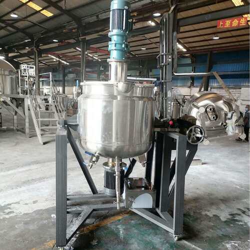 东莞日化液体膏霜乳化均质侧翻搅拌罐 不锈钢带加热侧翻搅拌锅