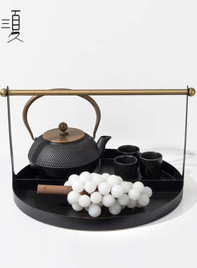 新中式茶道摆件茶壶托盘组合宋代美学样板间茶几茶室茶台软装饰品