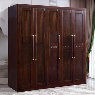 新式 实木衣柜乌金木现大容量衣2035橱代卧室中四木质柜子储门物家