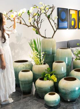 干 干燥花花瓶摆件客厅插花小清新景德镇陶瓷器富贵竹家居简约装