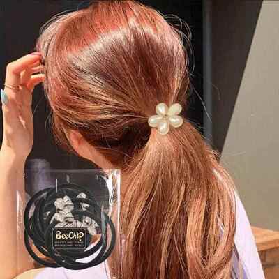 60 PCS Simple Dark Color Hair Tie High Elasticity Leather Ba