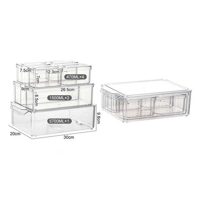 七件套长条形透明冰箱保鲜盒厨房果蔬收纳食品级冷藏储存盒,收纳整理,智能收纳盒,淘宝优惠券,粉丝福利购,淘宝优惠卷
