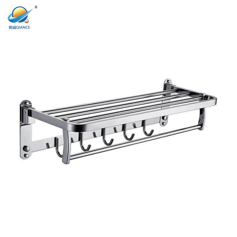 潮安源头厂家US304不锈钢方管活动匙折叠浴巾架带衣钩排钩