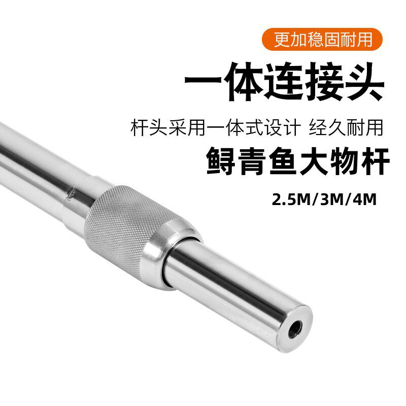 不锈钢大物米4米裸竿加厚鲟青鱼加硬伸缩杆家用逮鸡鸭实心抄网杆
