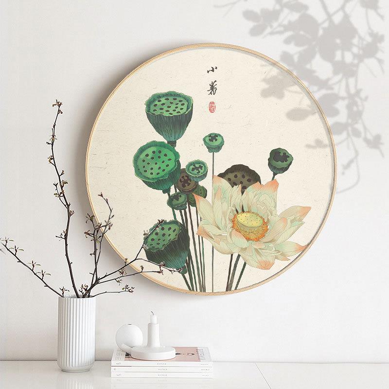 24节气装饰画新中式挂画饭店墙面装饰现代中式圆形壁画二十四节气