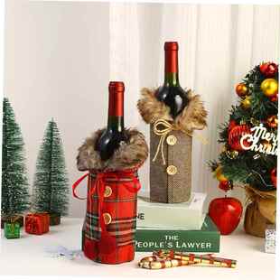 cover decoration Red bottle collar christmas linen wine with