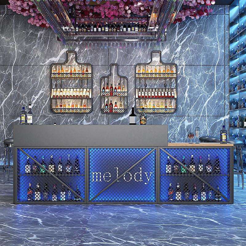 收银台柜台铁艺餐厅美式转角弧形前台桌奶茶店吧台实木商用吧台