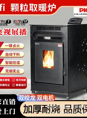 新款生物质取暖炉木柴两用真火壁炉家用商用暖风炉采暖炉