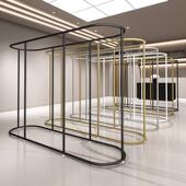 服装 店衣服货架 店中岛展示架铁艺落地中间陈列双排圆形挂衣架女装