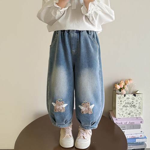 女童阔腿裤子2026春秋新款小童韩版宽松休闲灯笼裤宝宝阔腿弯刀裤