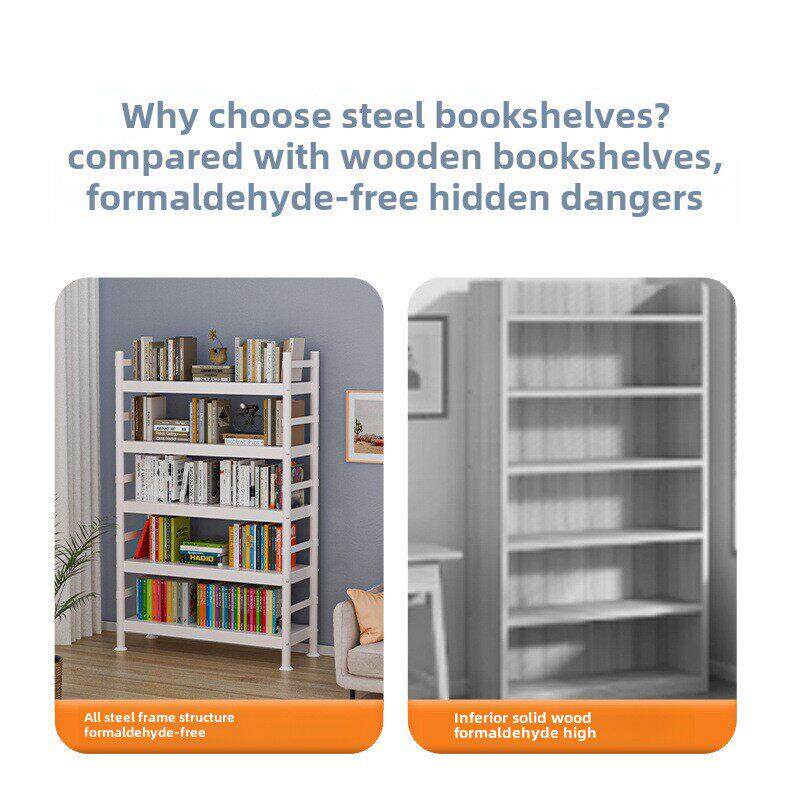 Bookshelf storage rack, multi-layer floor to ceiling steel,