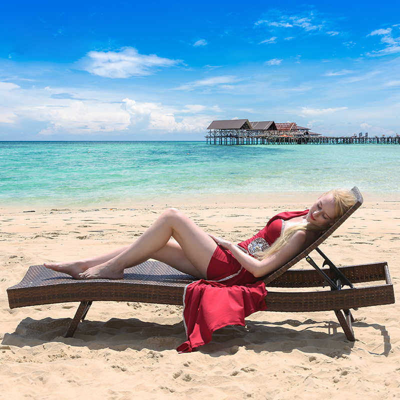 批发户外躺椅露台阳台藤编游泳池沙滩椅别墅室外庭院户外躺床