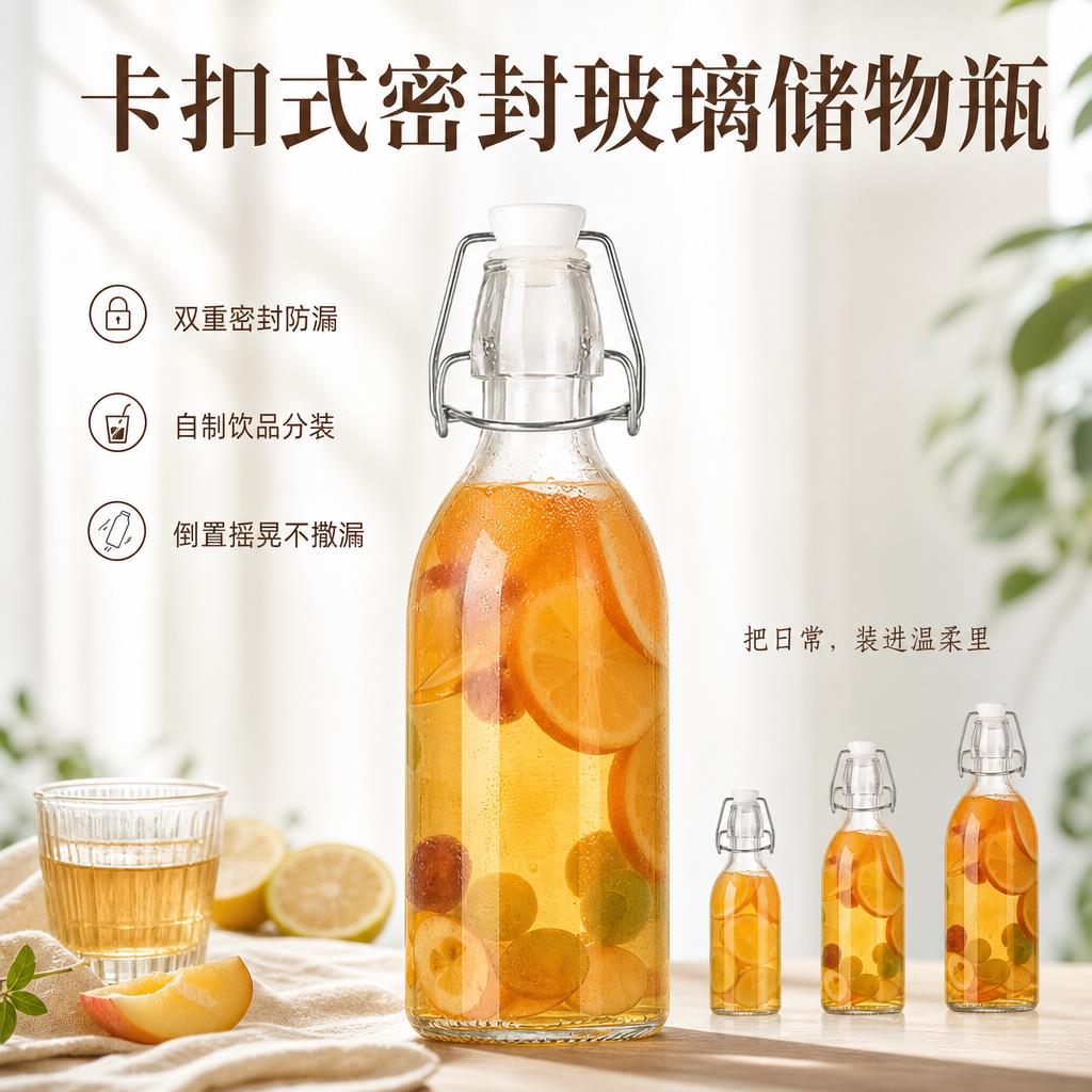 家用泡酒玻璃瓶密封自酿酒瓶带盖子空瓶子白酒红酒瓶卡扣果酒酵素