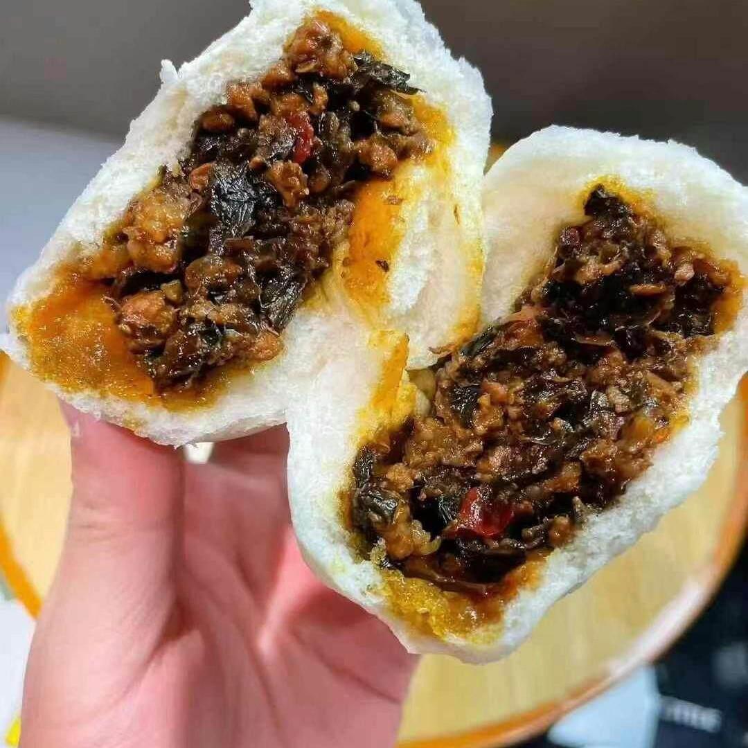 浙江金华手工制作干菜肉包 速冻早餐点心 早餐速食小吃